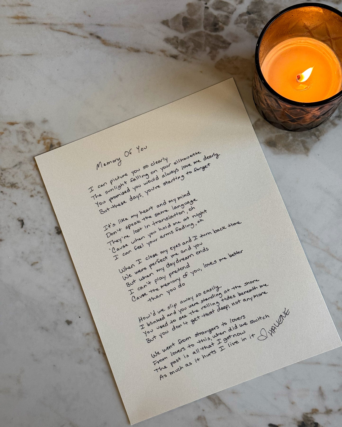 Handwritten Lyric Sheet