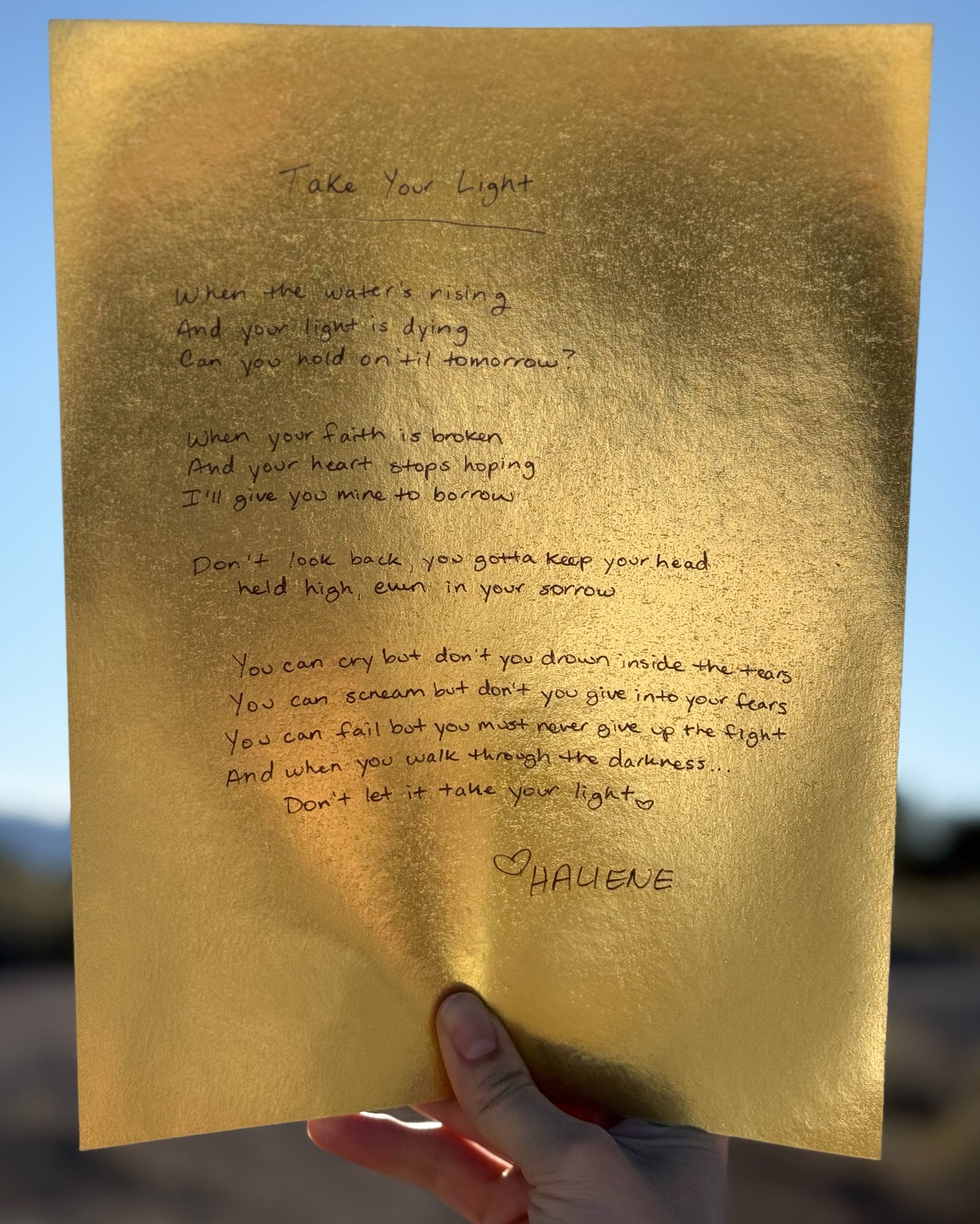 Handwritten Lyric Sheet