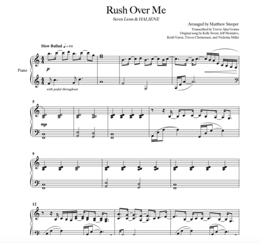 Rush Over Me (Acoustic) Piano Sheet Music
